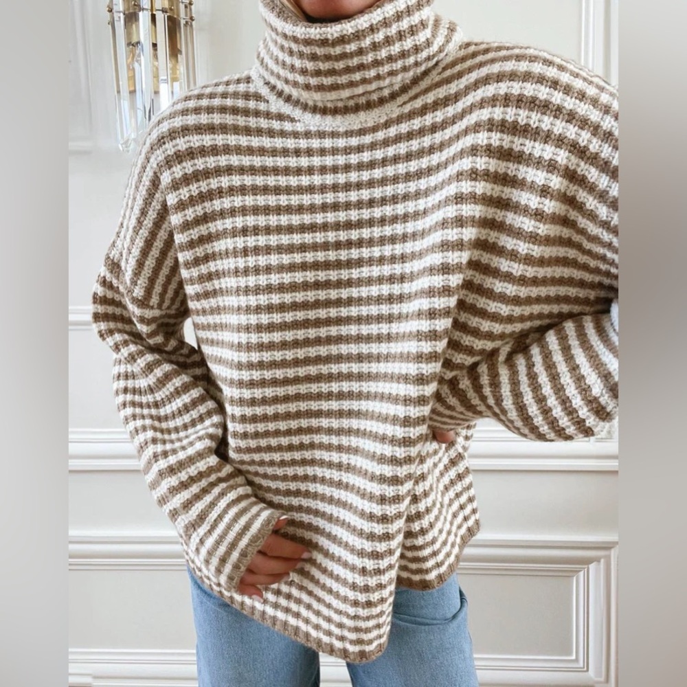 SPLENDID STRIPED TURTLENECK SWEATER- XS
